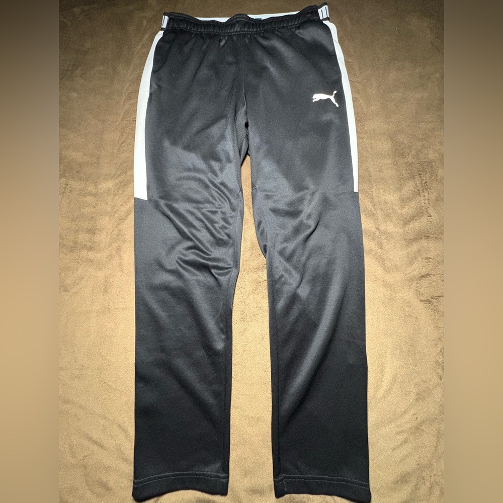 Puma Track Sweatpants – Black w/ White Stripe
Size: Large